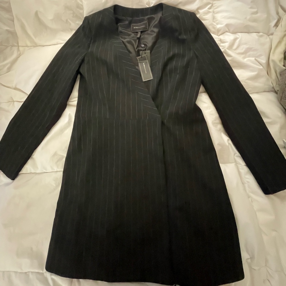 BCBGMAXZARIA Long Pinstriped Blazer